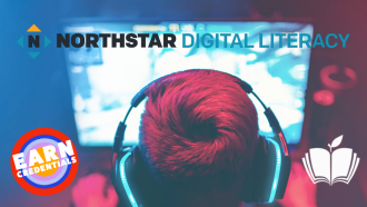 Northstar logo with boy using computer