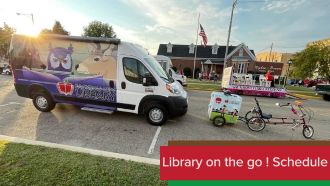 Photo of the library van and book bike