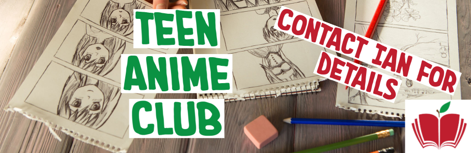 Illustration of anime with the words anime club